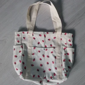 Strawberry Print Corduroy Tote Bag photo review