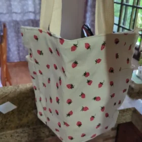 Strawberry Print Corduroy Tote Bag photo review