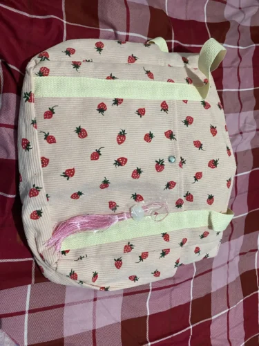 Strawberry Print Corduroy Tote Bag photo review